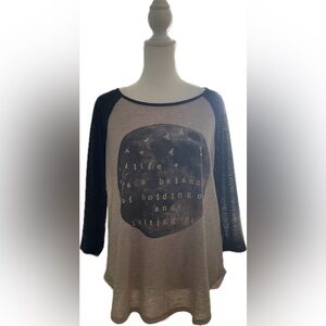 Soprano Gray and Cream Graphic Long Sleeve Tee